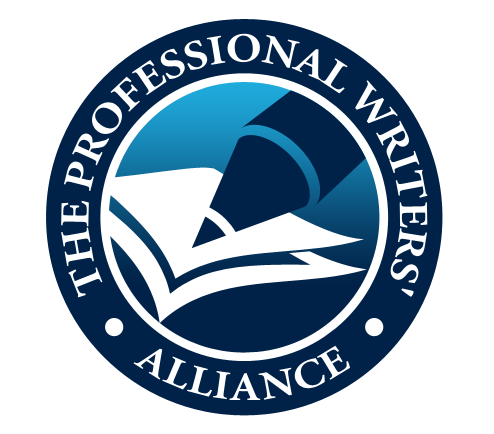 professional writer's alliance logo. blue circular