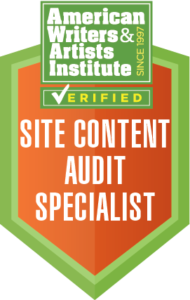certification logo from AWAI - site content audit specialist
